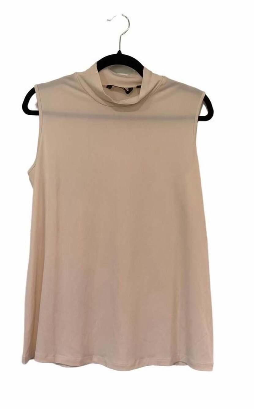 IMAN Cream Sleeveless Mock Neck Top